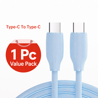 Kabel Pengisian Daya PD 60W USB C Silikon Cair Fleksibel Tersedia dalam Warna Hitam Putih Biru Ungu untuk Penggunaan Sehari-hari
