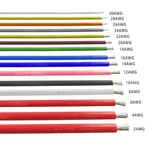 SY AGCR 30-1/0AWG Cable de alta temperatura de silicona suave rojo y negro