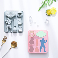Moule en silicone antiadhésif à thème boxe, réutilisable, de qualité alimentaire, mignon, magnétique, pour chocolat, bonbons et glaçons DIY