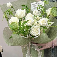 Kertas Pembungkus Bunga Warna-warni Gaya Korea, Kemasan Buket Bunga, Seni Floral, Toko Bunga, DIY, Kertas Pembungkus Bunga Jala Buatan Tangan