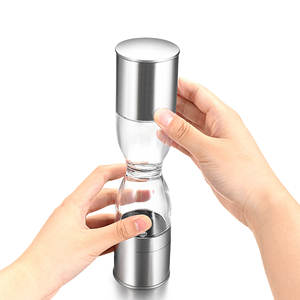 Moulin à poivre manuel pour la maison, cylindre 5,2x22 cm, couvercle en métal transparent, moulin à sel et à poivre multifonctionnel - Product Image 4