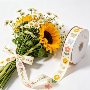 Grace Customize Gold Foil Glitter Print Personalised Printed 16mm 22mm 28mm Spring Gift Decoration Grosgrain <b>Ribbon</b> - Product Image 4