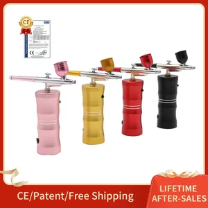 Hot Sell Oxygen Injector Mini Air Compressor <b>Kit</b> Gas Brush Paint Airbrush Nail Art Tattoo Craft <b>Cake</b> Nano Mist Sprayer - Product Image 1