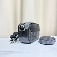 Bolso de Hombro Mini para Hombre de PU con Estampado Geométrico en L, Estilo Ejecutivo, con Bolsa Pequeña Desmontable y Estampado a Juego, para Negocios
