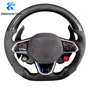 Volant chauffant en fibre de carbone et Alcantara avec LED pour Volkswagen VW Golf R Mk8 GTI JETTA 2019 2020 <span class=keywords><strong>2021</strong></span> 2022 2023 2024 2025 2026 - Product Image 1