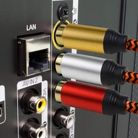 Professionnel plaqué or 3RCA 3 RCA à 3RCA 3 RCA mâle à mâle Coaxial Audio vidéo AV RCA câble pour Subwoofer lecteur DVD HDTV TV
