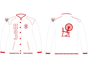 Chaqueta de Carreras para Mujer con Bordado de Heroínas de Jericho |   Chaqueta de Carreras HOJ Mason Bordada a Medida en Sarga de Algodón - Product Image 4