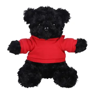 New designs soft plush toy black teddy bear sublimation logo custom cute promotion teddy bear with hoodie cheap