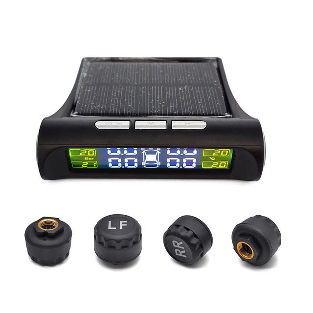 Solar Powered Car TPMS Tire Safety Monitoring System Digital LCD Display Internal Tyre Pressure Sensor Product Tire Gauges