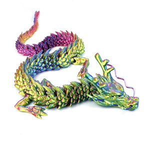 Statue de dragon en cristal imprimée en 3D, dragon articulé avec des articulations mobiles, barbe et cornes, dégradé réaliste, figurine de collection - Product Image 4
