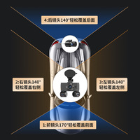 Kamera dasbor DVR mobil layar sentuh 3.16 inci, kamera dasbor WiFi GPS 2K 4*1080P 360 24 jam Monitor parkir perekam radar parkir