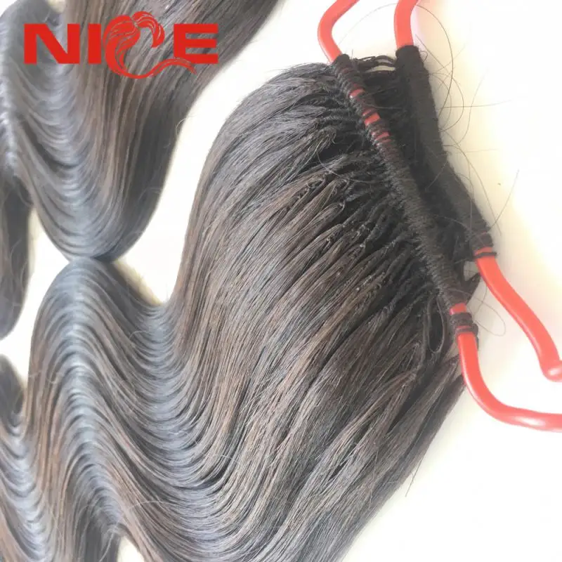Wholesale Korea Knotted cotton Thread double/feather tips Hair extensions Virgin Braids hair for korea