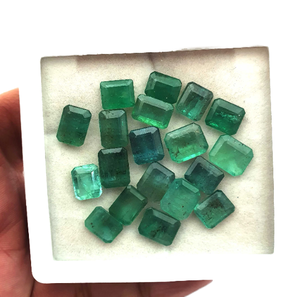 Lot de pierres précieuses en émeraude de Zambie naturelle, taille octogonale, tailles variées, 4-20 mm, émeraude verte certifiée GTC pour la fabrication de bijoux - Product Image 1
