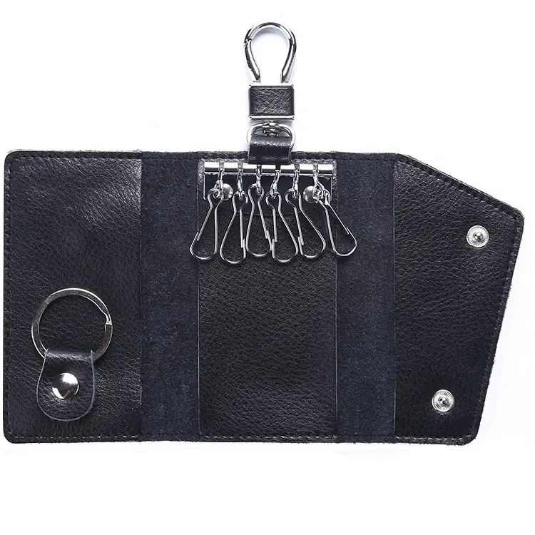 Multi Function Car Key Holder Wallet Women Men Key Ring Clip Genuine Leather Key Case