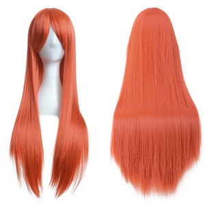 Perruque de cosplay transfrontalière universelle, cheveux longs et raides colorés de 80 cm, style européen et américain, article le plus vendu, stock AliExpress élevé - Product Image 4