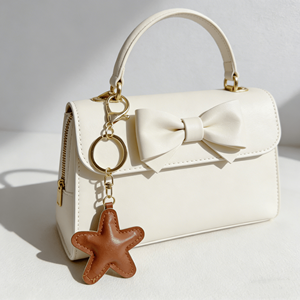 Porte-clés promotionnel en cuir PU simple avec pendentif étoile à cinq branches tissée, accessoire de sac, idéal comme cadeau à suspendre - Product Image 4