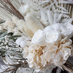 2023 doux rêve automne mariée Rose <span class=keywords><strong>fleur</strong></span> bouquet avec feuille <span class=keywords><strong>de</strong></span> palmier naturel Boho séché/conservé floral maison déco cadeau bouquet - Product Image 3