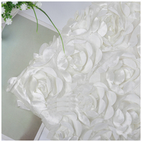 Tissu brodé en satin à fleurs 3D brillant, vente chaude, 100% polyester, antistatique, pour robes de mariée, rideaux, doublure