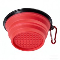 Bol pliable en silicone pour animaux de compagnie, bol portable pour chien, bol pliable léger pour l'alimentation en extérieur avec mousqueton pour la vente en gros