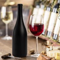 Vente en gros de bouteille en verre de vin rouge de Bordeaux de 750ml givré noir transparent vide bouchon de vin de glace emballage de brandy de champagne 5ml