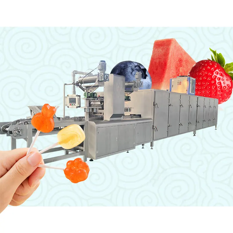पीएलसी नियंत्रण फ्लैट लॉलीपॉप बनाने की मशीन फल स्वाद लॉलीपॉप मोल्डिंग मशीन शंघाई में