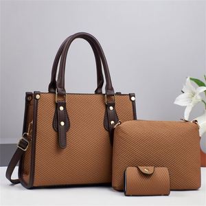 3 in 1 Handbag Purse <b>Set</b> Mother's Day Gift <b>Large</b> Capacity PU Leather Tote Bag With Shoulder Strap - Product Image 5