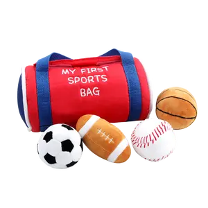 Custom kids pretend plush toys my first sport set soft Plush Sensory Toys with Plush Soccer Football Balls for child baby