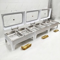 Chauffe-Plats Rectangulaire de Luxe en Acier Inoxydable, Dernier Modèle, pour Restaurants, Grand Ensemble de Buffets en Verre, 9L, Blanc