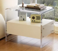 Table de chevet en acrylique transparent avec tiroir, table de chevet moderne pour chambre à coucher, petite table d'appoint avec rangement