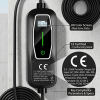 Chargeur EV portable OEM personnalisé 3,5 kW-22 kW, type 2, montage mural, station de recharge pour véhicules électriques, 5 m