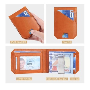 Vintage Style Men's Leather Business Wallet Open No Closure RFID Credit Card Holder Short Length - Product Image 2