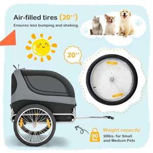 Remolque para Bicicleta para Perros, Transportador de Mascotas con Ruedas de Liberación Rápida para Perros Pequeños y Medianos, Vagón Plegable para Bicicleta con Correa Interna - Product Image 5