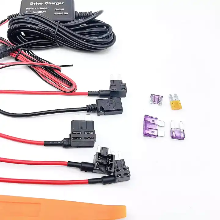Dash Cam Hardwire-Kit 12V-24V To 5V/3A Car Dash Cam Charger Power Cord Kit  Fuse