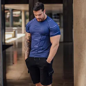 Camiseta masculina de compressão tipo grande, camiseta esportiva e skinny para academia, corrida, com estampa e tamanho grande, novo, 2021