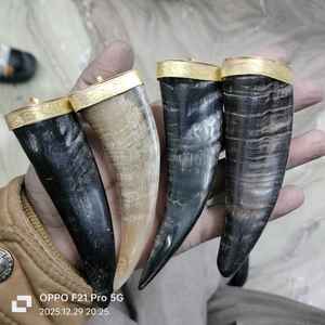 Colgante de Piedra Negra Natural con Anillos de Latón, Amuleto de Joyería Ecológico Tallado con Estilo de Diente Tribal de Ángel para Hacer Collares - Product Image 4