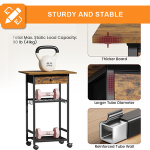 Étagère de <span class=keywords><strong>cuisine</strong></span> à 4 niveaux pour micro-ondes, chariot de rangement sur roulettes, hauteur réglable, en métal brun rustique, style <span class=keywords><strong>boulanger</strong></span>, pour usage utilitaire en <span class=keywords><strong>cuisine</strong></span> - Product Image 4