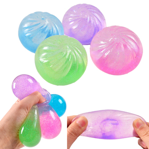 Juguetes Blandos de TPR con Forma de Dumpling, con Purpurina y Lentejuelas de Cristal, Bolas Antiestrés Coloridas, Juguetes para Apretar, Juguete para Aliviar el Estrés - Product Image 1