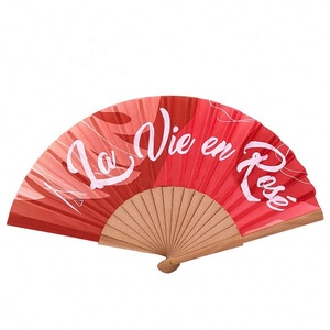 Éventail à main portable de style chinois pliable en bambou de couleur avec logo personnalisé Éventail à main pour événements de mariage avec toile en papier de bois - Product Image 4