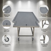 Chariot mortuaire Roundfin en tôle pour le transport de corps, chariot de morgue en acier inoxydable pour cadavres