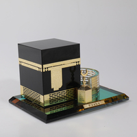 Ornement Maison Kaaba de La Mecque en Verre Cristal Doré Cadeau Islamique MH-G0429