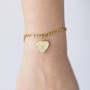 Joyería conmemorativa Vintage corazón personalizado foto medallón encanto pulsera <span class=keywords><strong>con</strong></span> inicial para regalo de aniversario - Product Image 4