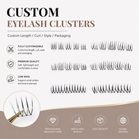 Ekstensi Bulu Mata Cluster DIY Custom PBT Super Lembut Tebal 0.07mm Pita Hitam Semi Buatan Tangan 30D-100D C D Wispy Volume Private