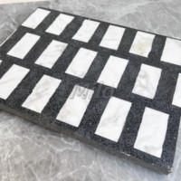 Grande dalle de terrazzo ML-OT003 en marbre blanc avec base noire pour table de chevet