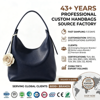 Tas Selempang Hobo Biru Dongker Mewah Wanita Motif Bunga Kamelia Bulan Sabit Logo Kustom OEM ODM Pabrik Grosir 2026 Tahan Air Cetak