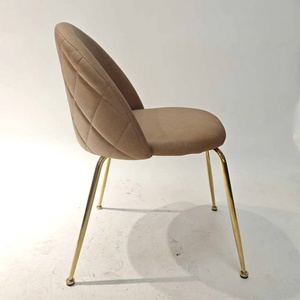 Sillas de Comedor de Estilo Clásico con Respaldo Bajo, <span class=keywords><strong>Silla</strong></span> de Comedor Contemporánea de Tela Gris con Estructura Dorada - Product Image 3