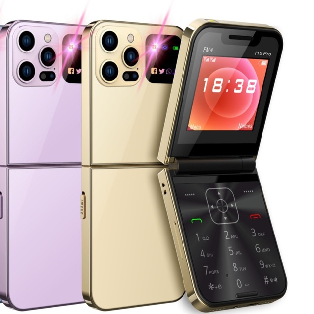 2G GSM Dual SIM Card Speed Dial Video Player Magic Voice 3.5mm Jack FM Small Flip Cellphone I16 Pro MIni Fold Mobile Phone