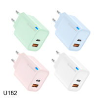 Adaptador de Pared USB-A+Tipo-C con Luz LED para Teléfonos Inteligentes y Bancos de Energía, Mini Adaptador Rápido para Móviles, con Certificación CE, Venta al Por Mayor