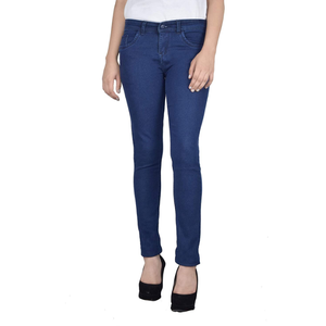 Factory Manufacture Women <b>Elastic</b> Stretch <b>Jeans</b> Pant High <b>Waist</b> Solid Color 100% Cotton Plus Size High Quality Denim Pant - Product Image 4