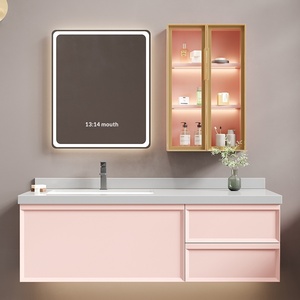 <span class=keywords><strong>Meuble</strong></span> <span class=keywords><strong>de</strong></span> <span class=keywords><strong>salle</strong></span> <span class=keywords><strong>de</strong></span> <span class=keywords><strong>bain</strong></span> moderne et minimaliste en <span class=keywords><strong>bois</strong></span> <span class=keywords><strong>massif</strong></span> avec miroir intelligent, vasque intégrée sans joint et lavabo en pierre modulaire - Product Image 3
