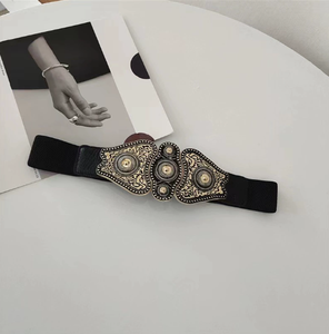 Cinturones elásticos de estilo Retro étnico, cinturón con hebilla tallada resistente a la moda, corsé ancho para mujer, pretina informal - Product Image 5